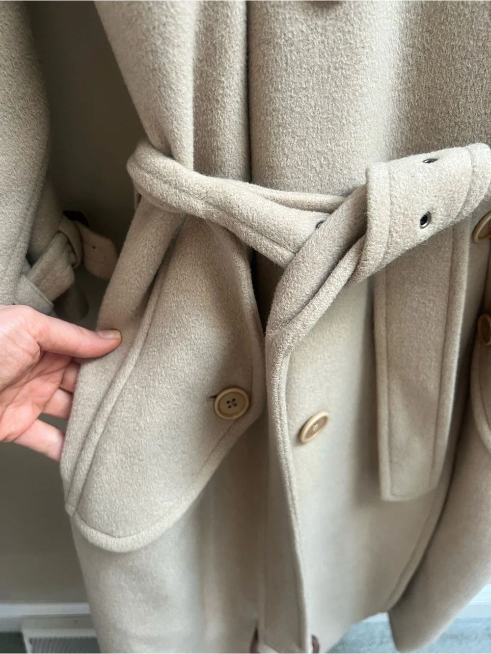 Ralph Lauren Double-Breasted Wool Belted Trench Coat vintage L/XL - Picture 3 of 11